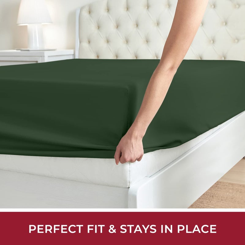 Mellanni Extra Deep Pocket Cal King Fitted Sheet - Iconic Collection Bedding Sheets with up to 21 inch Deep Pocket - Soft & Cooling - Fade & Stain Resistant - 1 PC (Cal King  Emerald Green) - Image 5